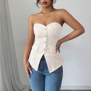 Elegant Cream Strapless Top